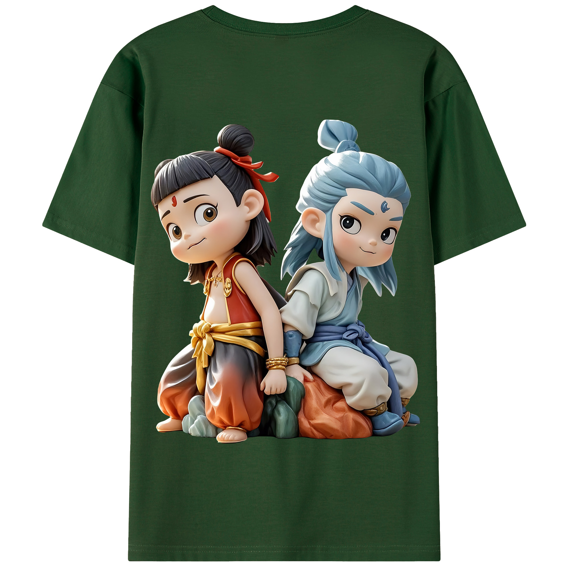 （画像用） Ne Zha 2 ナタ 魔童の大暴れ 綿100％半袖Tシャツ（背面プリント）
